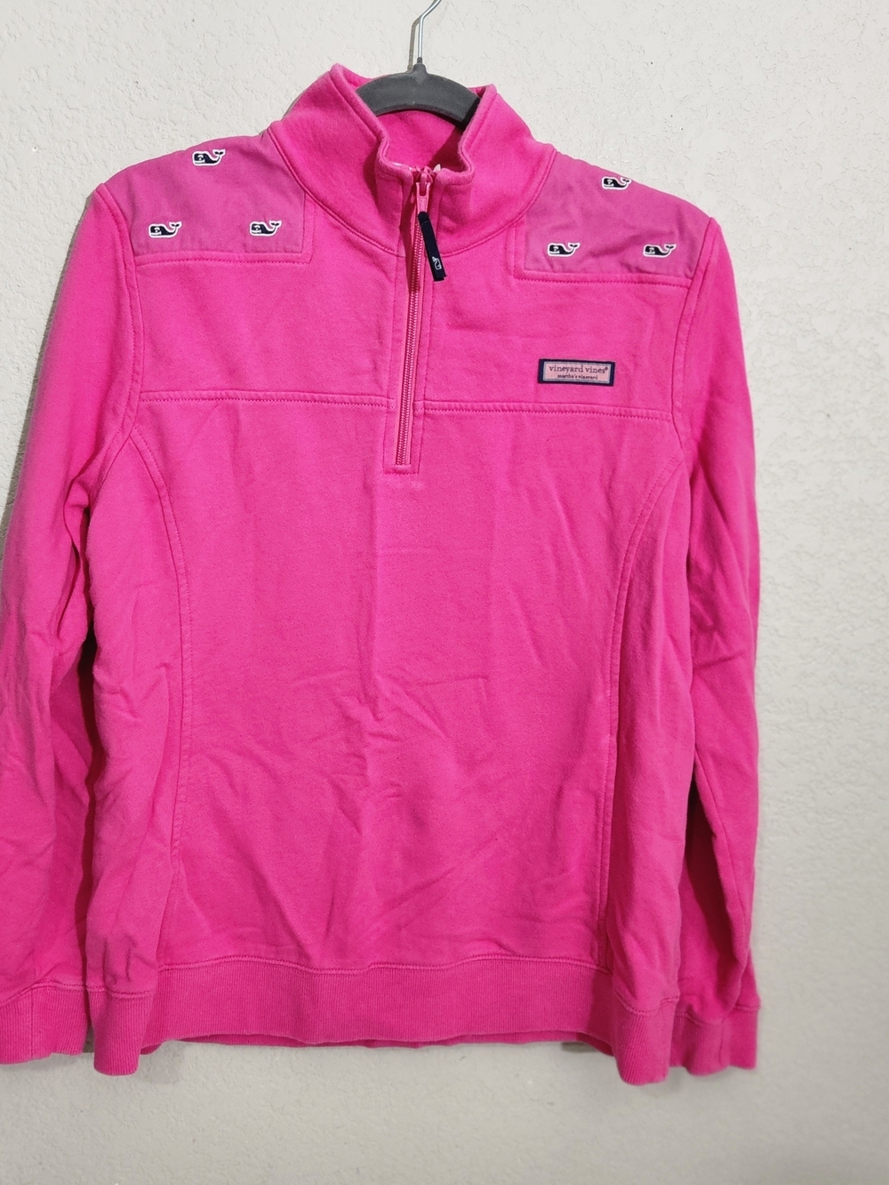Vineyard Vines Women's Pink Quarter-Zip Pullover Henley Sweater